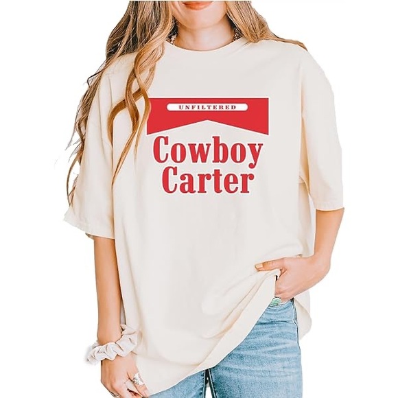 Comfort Colors Tops - Beyoncé Cowboy Carter Album Art T-Shirt Comfort Colors Cream Medium